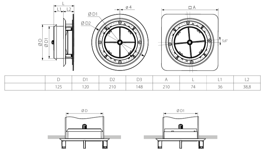 Ceiling valve D125