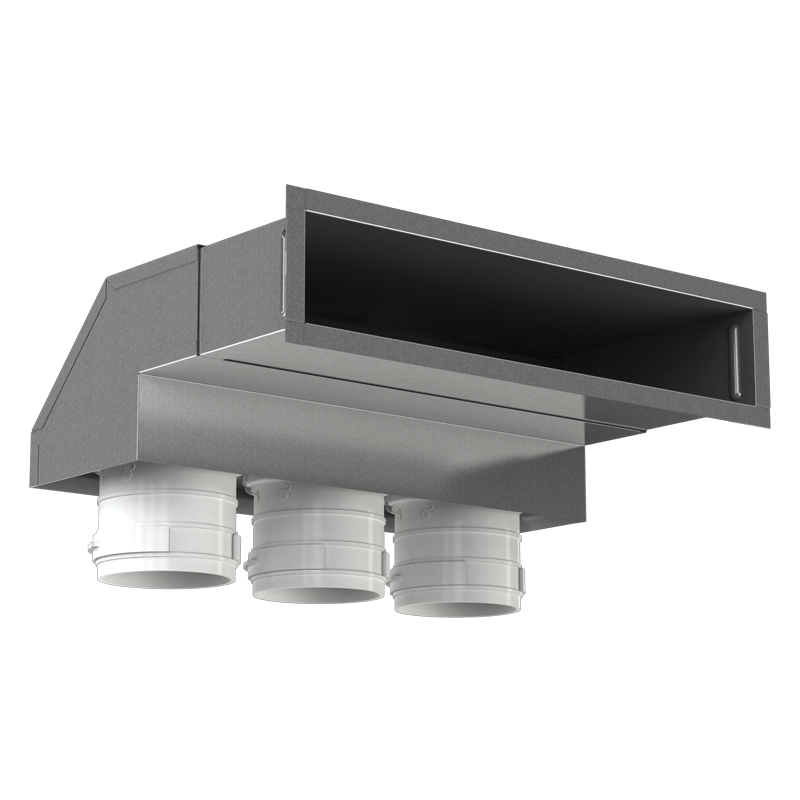 90° grille connector 300x100/3x63 - steel