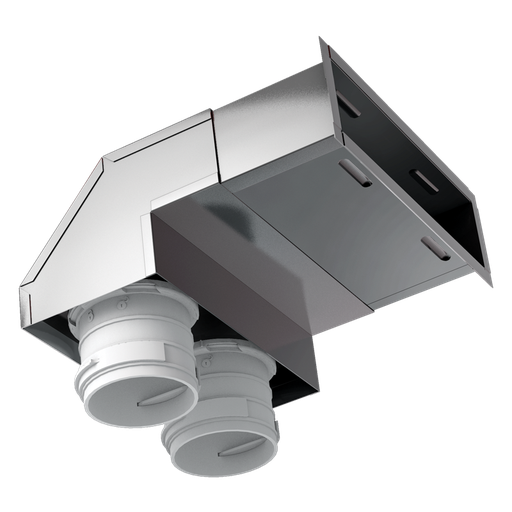 90° grille connector 200x55/2x75 - steel